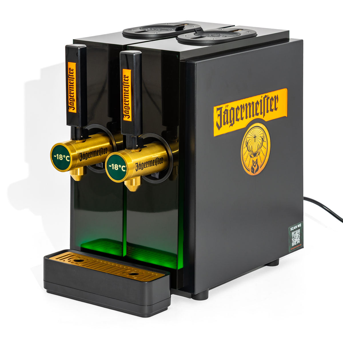 Jägermeister Likör Dual Tap Machine Urządzenie do nalewania alkoholu na 2 butelki Czarne urządzenie do nalewania shotów
