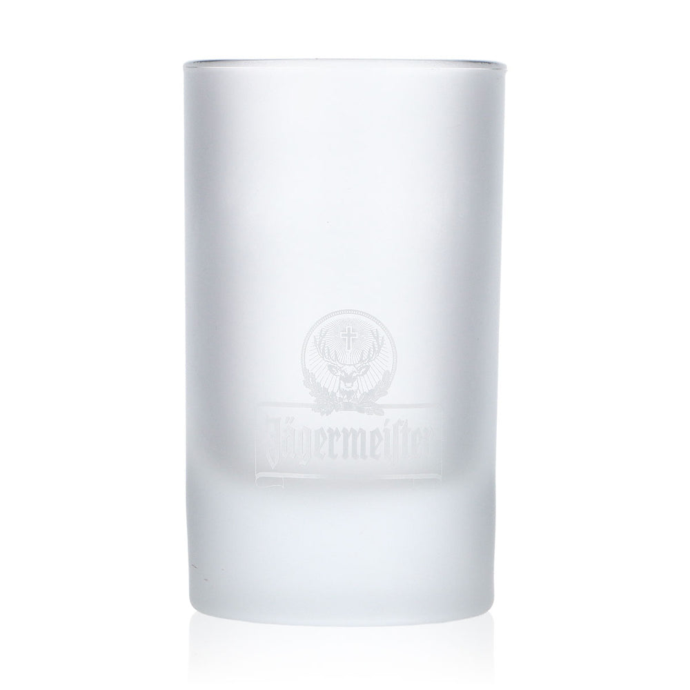 Kieliszek do likieru Jägermeister, kieliszek do shotów, 2 cl/4 cl, matowy, z białym logo i dużym napisem