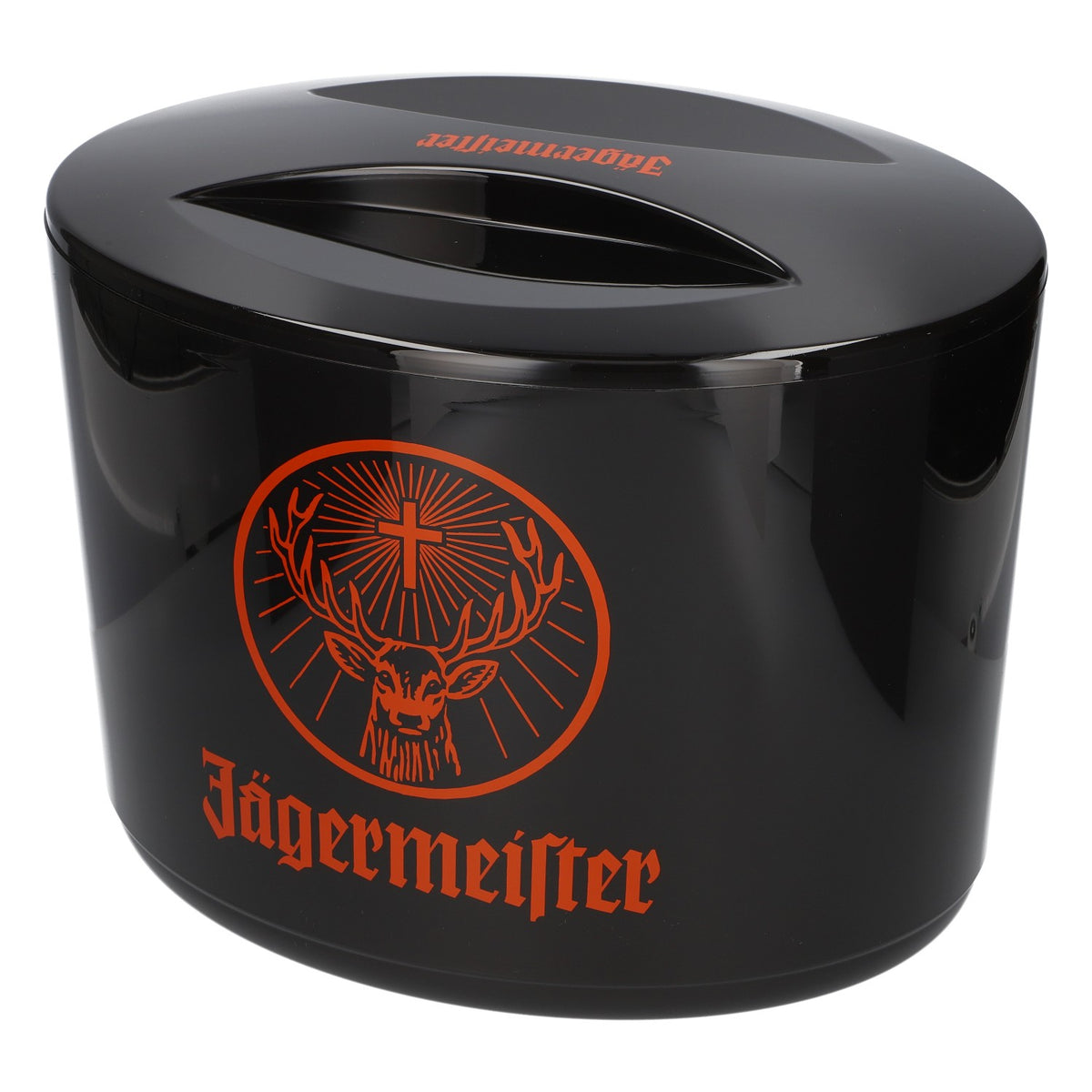 Lakiernik Jägermeister, pojemnik na lód 10 l, pomarańczowe logo, nowy, z tworzywa sztucznego, czarny – Widok 4