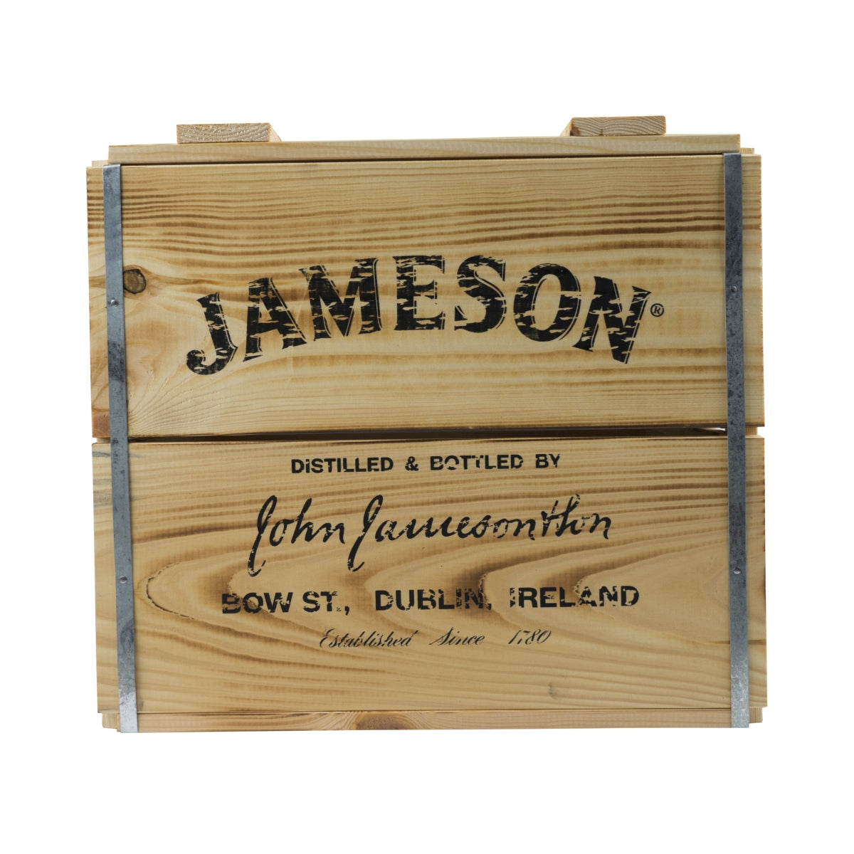 Drewniana skrzynia Jameson z pokrywą na zawiasach o wymiarach 42x30x39 cm na taboret Irlandzka whisky – Widok 5