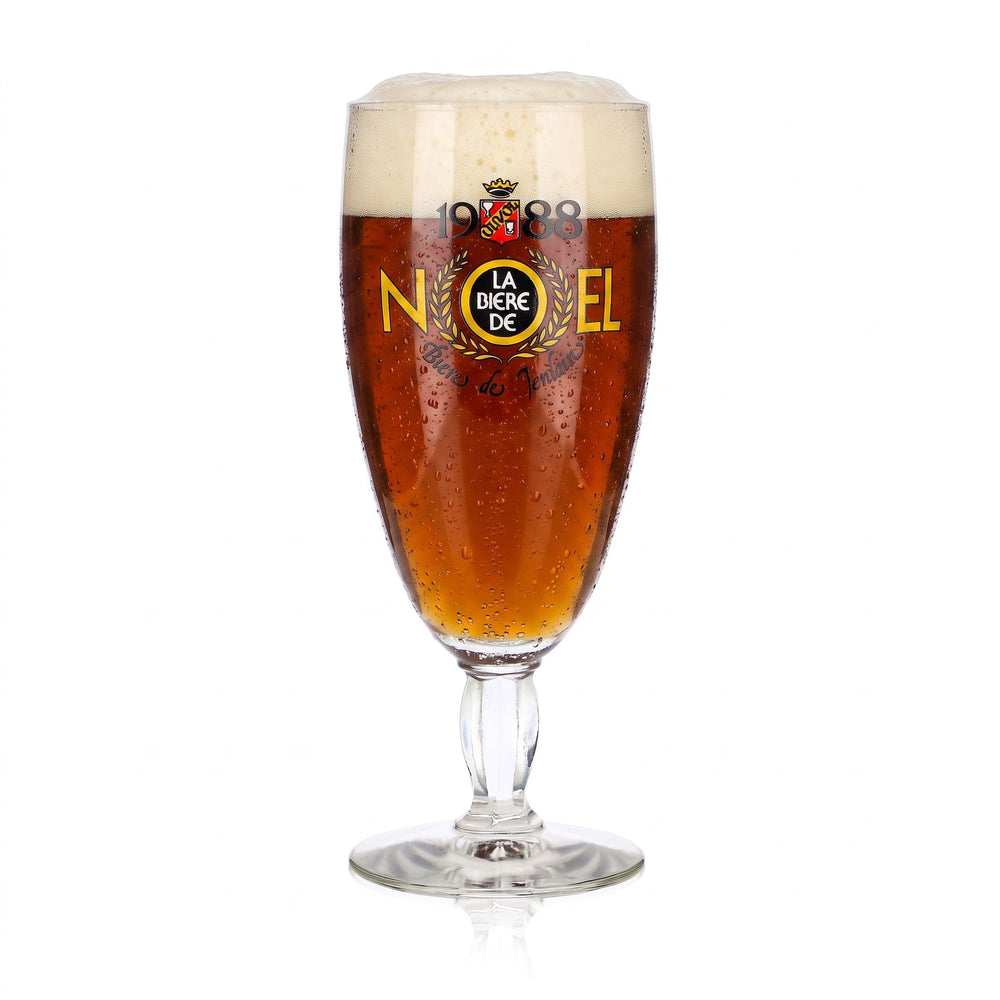 Kieliszek do piwa Jenlain, pucharowy, 0,25 l, kształt tulipana, Noel 1988, z kwadratową nóżką