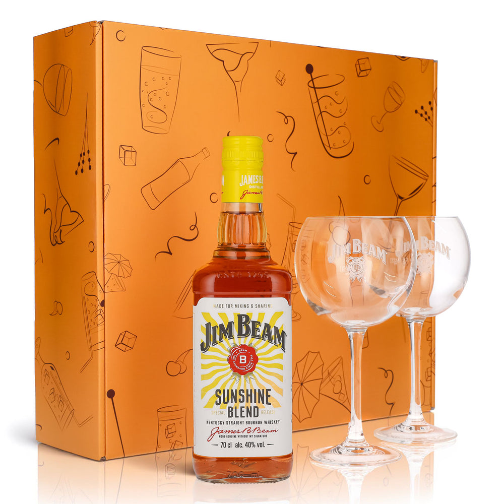 Jim Beam Geschenkset 0,7l Flasche 40,0 % Vol. + Ballongläser Sunshine–Orange
