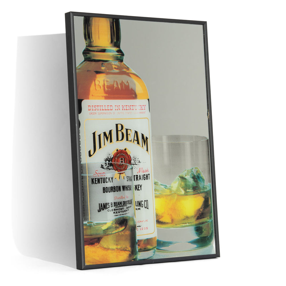 Jim Beam Whiskey Lustro Lustro reklamowe Akcesoria barowe Dekoracja ścienna Czarna rama