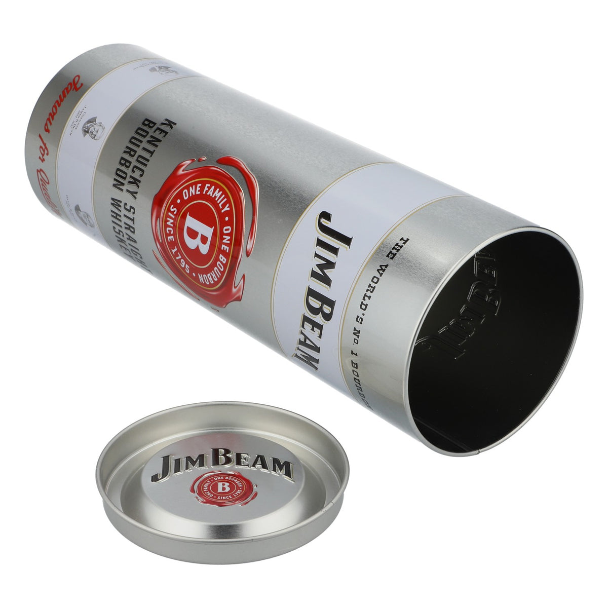Jim Beam Whisky Puszka blaszana Dekodose Dekoracja okrągła srebrna – Widok 4