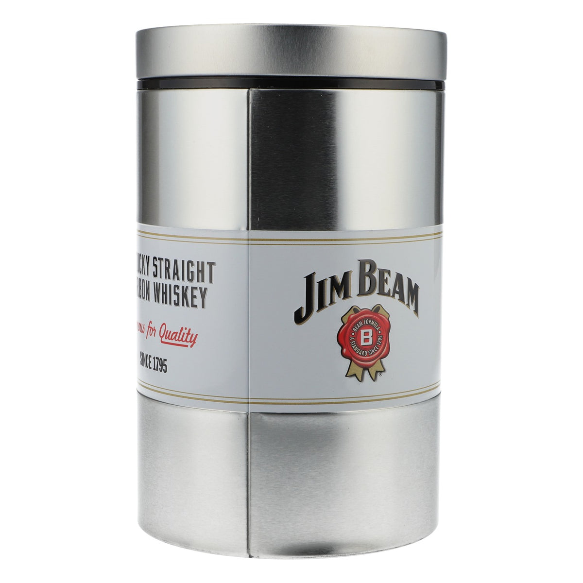 Jim Beam Whisky Chłodziarka do butelek Pudełko na butelki Puszka srebrna okrągła – Widok 4