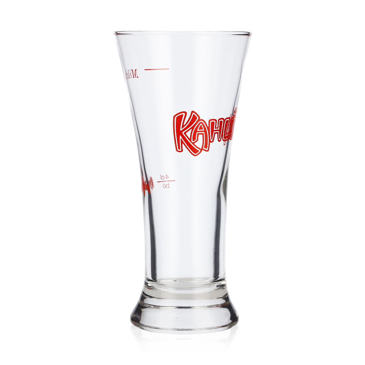 Kahlva Likier Szklanka do likieru 0,2 l czerwone logo 4 cl, mleczna linia miarowa – Widok 2