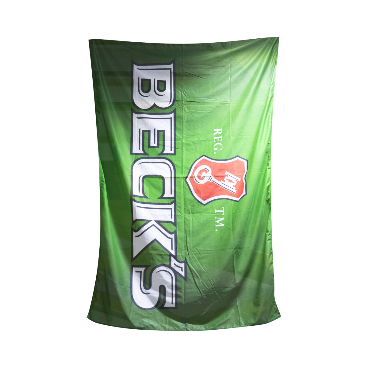 1x flaga piwna Becks zielone logo poziomo