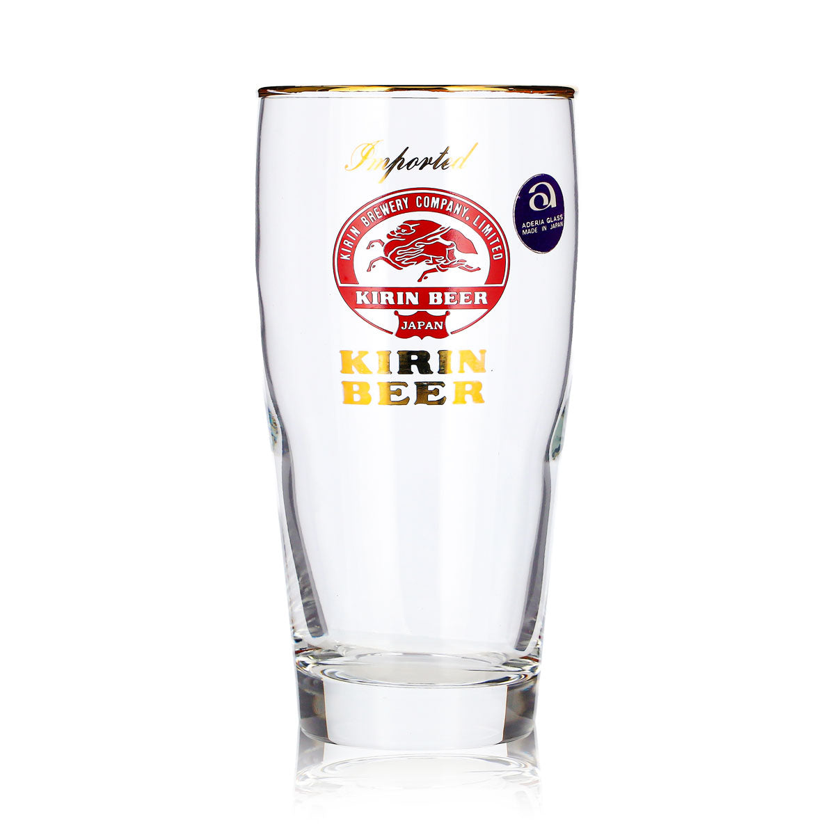 Szklanka do piwa Kirin Ichiban 0,25 l, złota obwódka, importowana, złoty napis – Widok 2