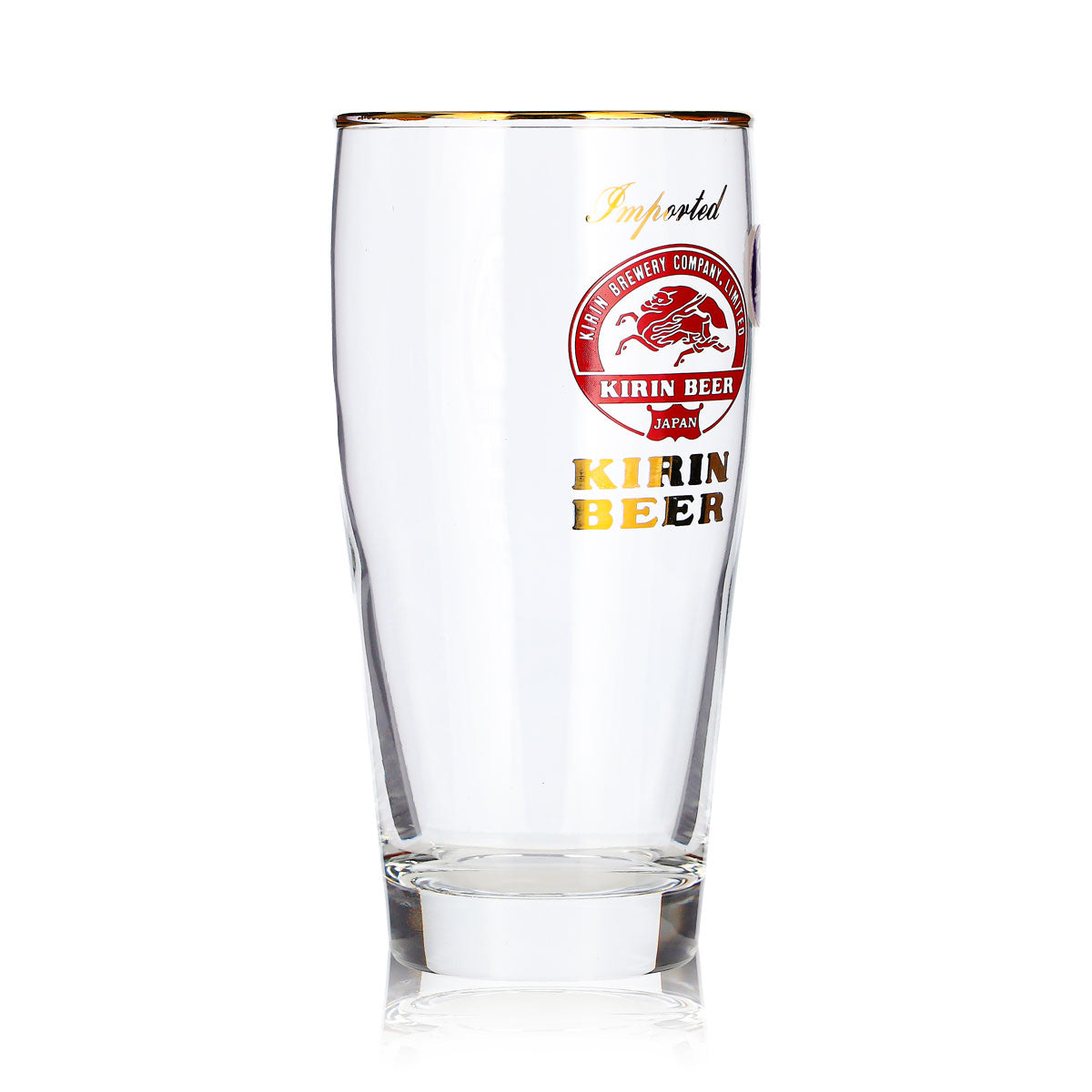 Szklanka do piwa Kirin Ichiban 0,25 l, złota obwódka, importowana, złoty napis – Widok 3