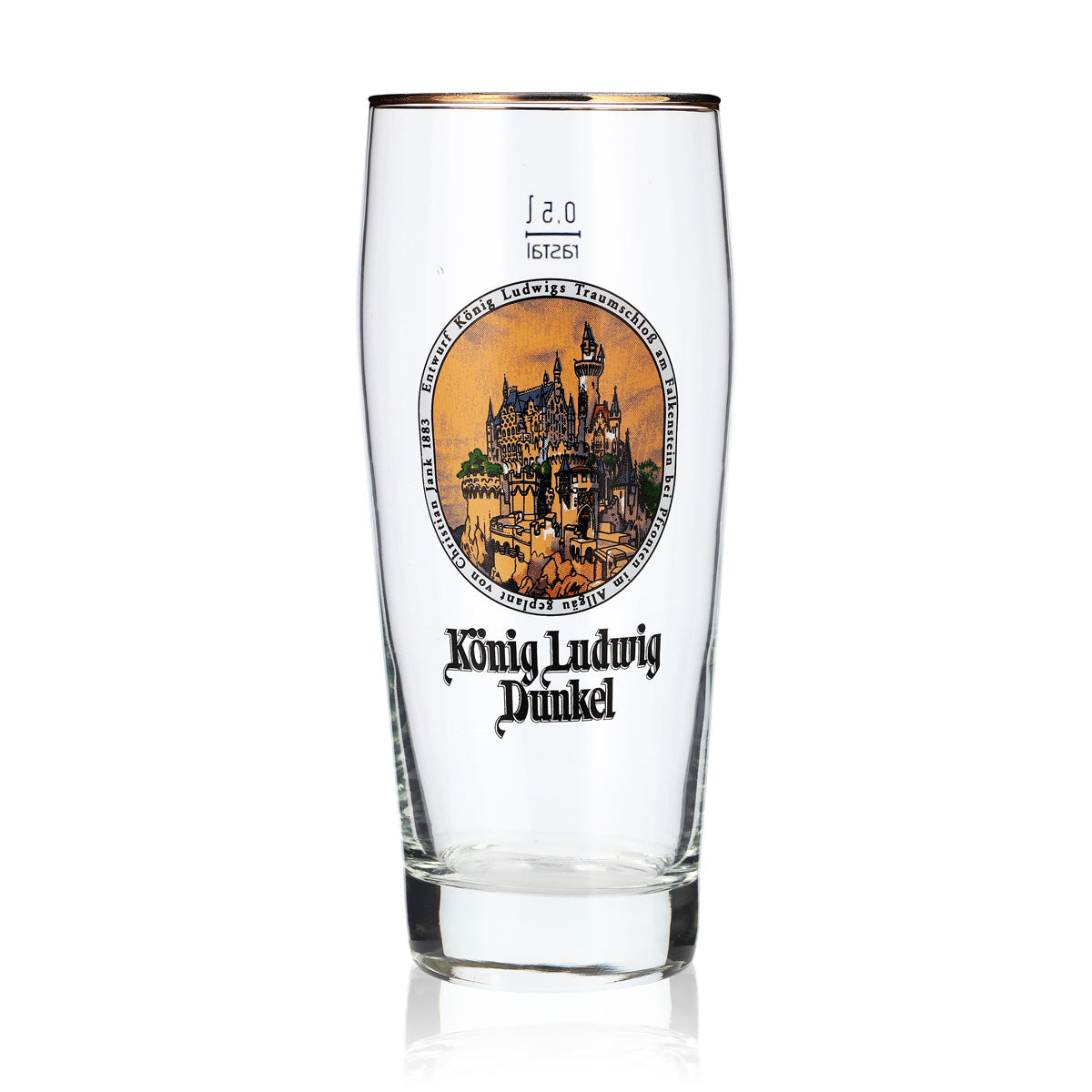 Król Ludwik Kufel do piwa 0,5 l Becher Dunkel Traumschloss Allgäu