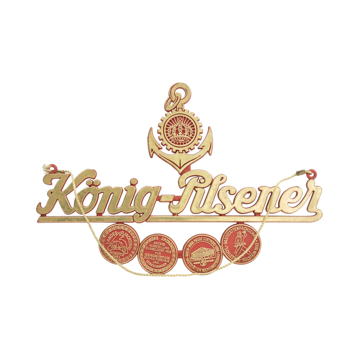 Kran z piwem König Pilsener znak browaru retro logo tablica kredowa dekoracja ścienna bar
