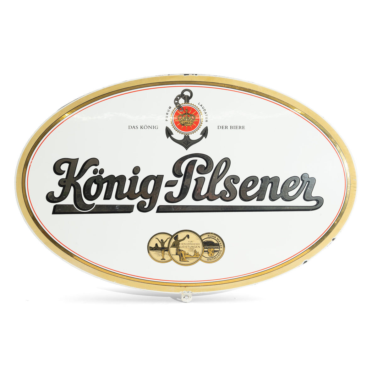 Tablica emaliowana König Pilsener, biała, 64 x 43 cm, tablica ścienna, dekoracja, gadżet reklamowy