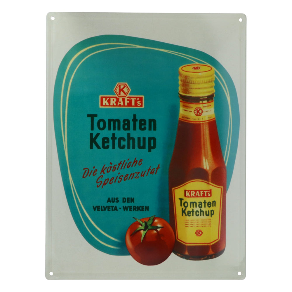Kraft Lebensmittel Blaszana tabliczka Dekoracja ścienna Ketchup pomidorowy biały retro