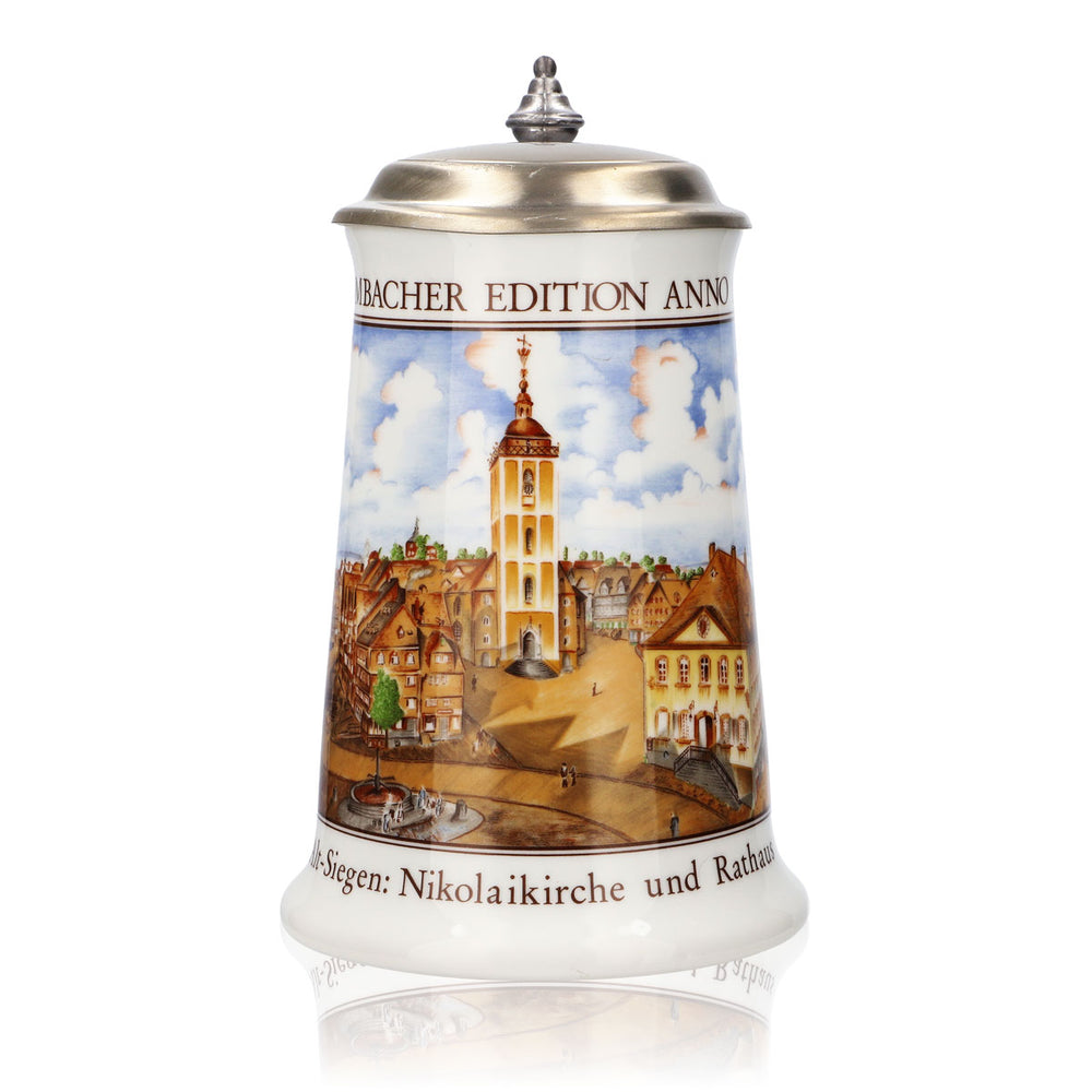 Krombacher Kielich do piwa Roczny kufel 1990 Kufel ceramiczny Seidel Pokrywka cynowa 0,9 l Kufel