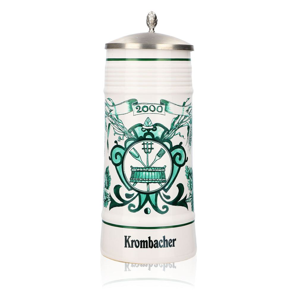 Krombacher Kielich do piwa Roczny kufel 2000 Kufel ceramiczny Seidel Pokrywka cynowa 0,8 l Kufel