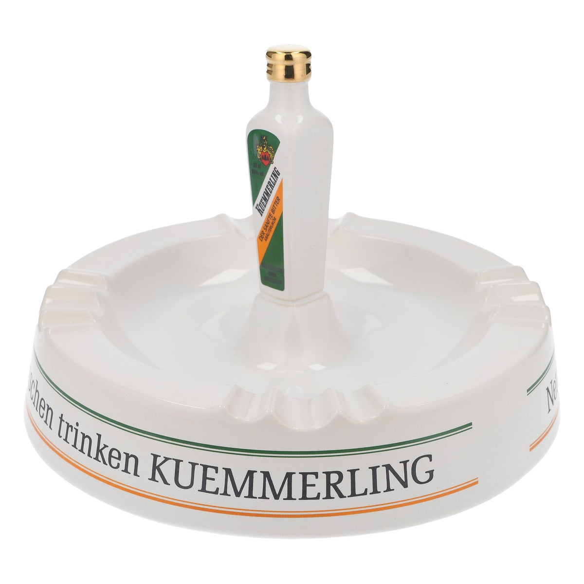 Popielniczka Kümmerling z porcelany w kształcie butelki, z napisem „Nette Menschen...” – Widok 3