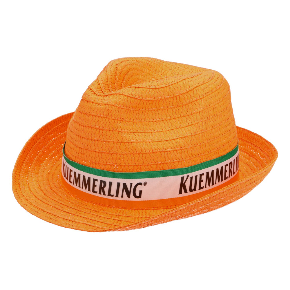 Kümmerling Likör Strohhut Kapelusz letni Kapelusz wakacyjny Kapelusz imprezowy Pomarańczowy z zieloną wstążką