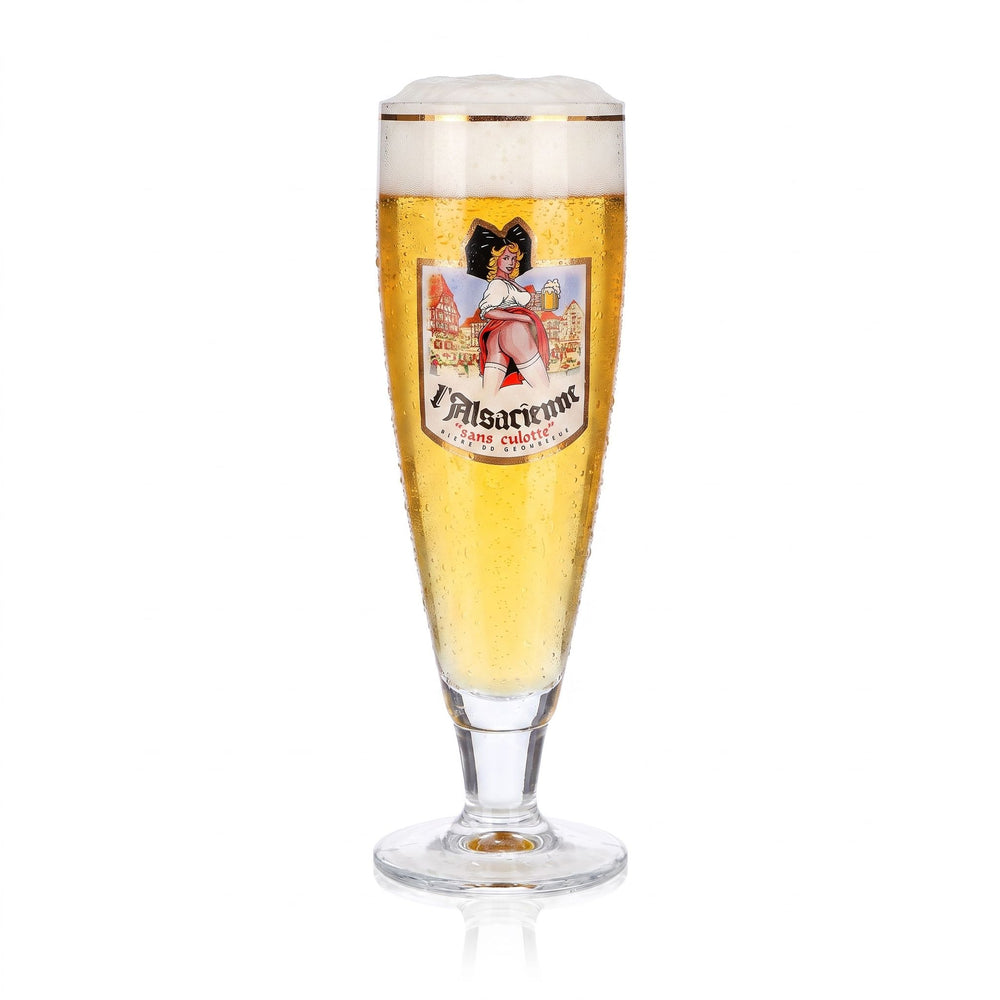 Szklanka do piwa L'Alsacienne 0,5 l, pucharowa, model „Sans Culotte”, złota obwódka, kolor kremowy