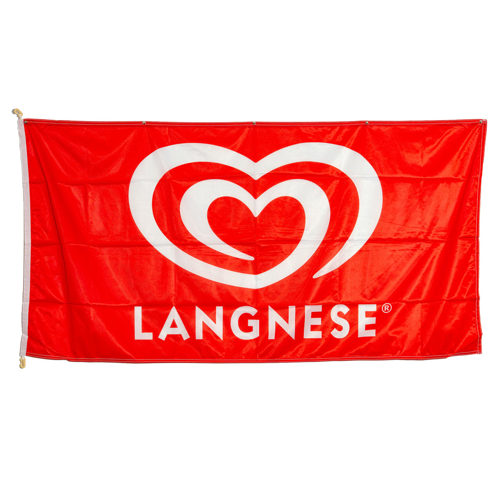 Langnese – tkanina mieszana z włókna szklanego, flaga lodowa, pozioma, czerwono-biała