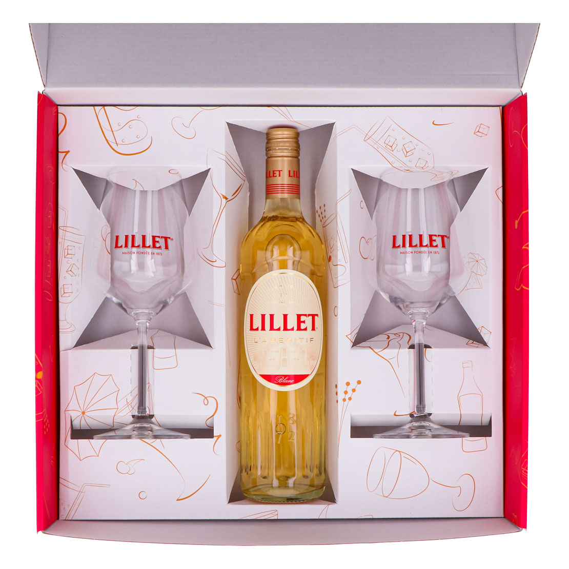 Lillet Geschenkset 0,7l Flasche 17,0 % Vol. + Ballongläser–Pink – Ansicht 3