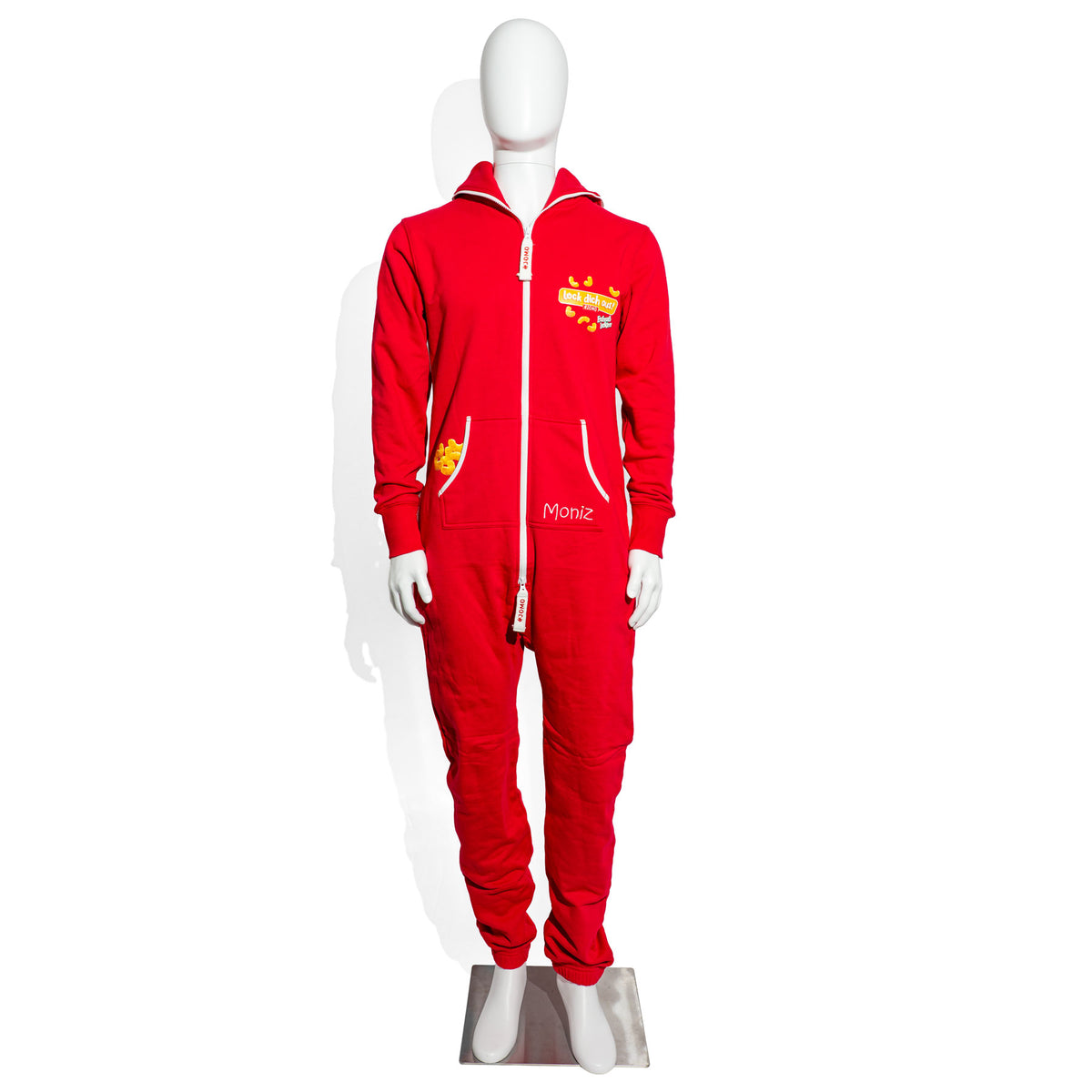 Lorenz Erdnuss Locken Jumpsuit Czerwony Rozmiar M Moniz „Lock dich aus”