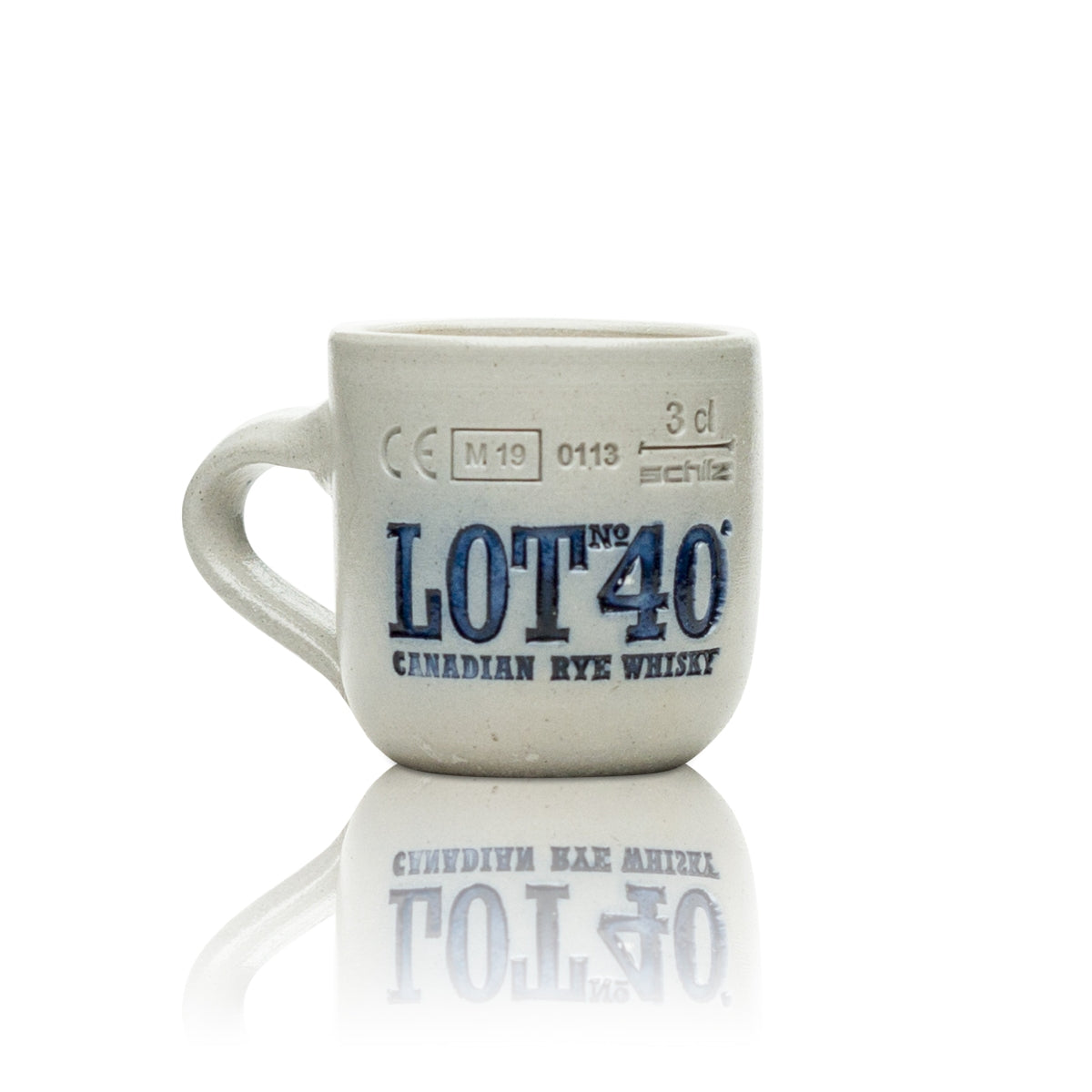 6x Lot No. 40 Whiskey Mug 3cl Shot Jug Ceramic Relief Glass Liquor Short Bar – Widok 2