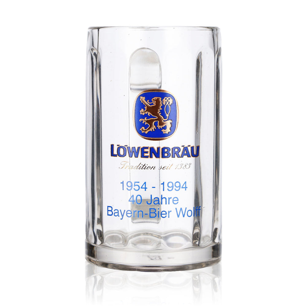 Kufel do piwa Löwenbräu Szklany kufel Seidel 0,3 l 40 lat Rastal Glückauf