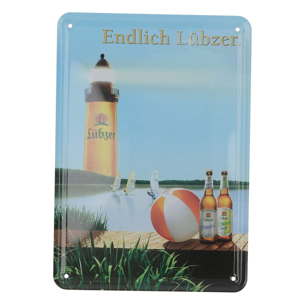 Tabliczka blaszana Lübzer 15 x 10 cm Tabliczka reklamowa Pocztówki reklamowe Piłka wodna Ściana Merch