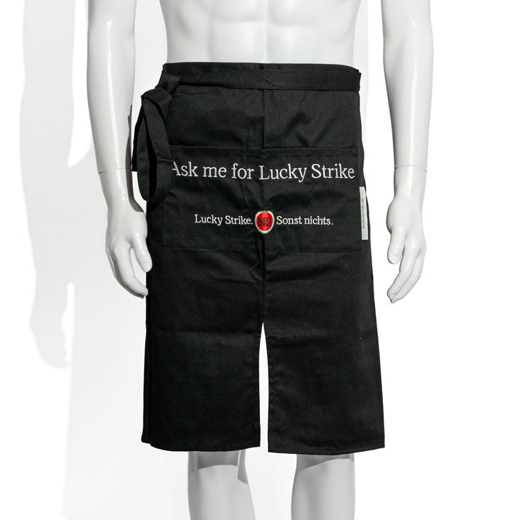 Fartuch Lucky Strike Fartuch barowy Fartuch bistro  Kelner krótki Czarny Logo Mały