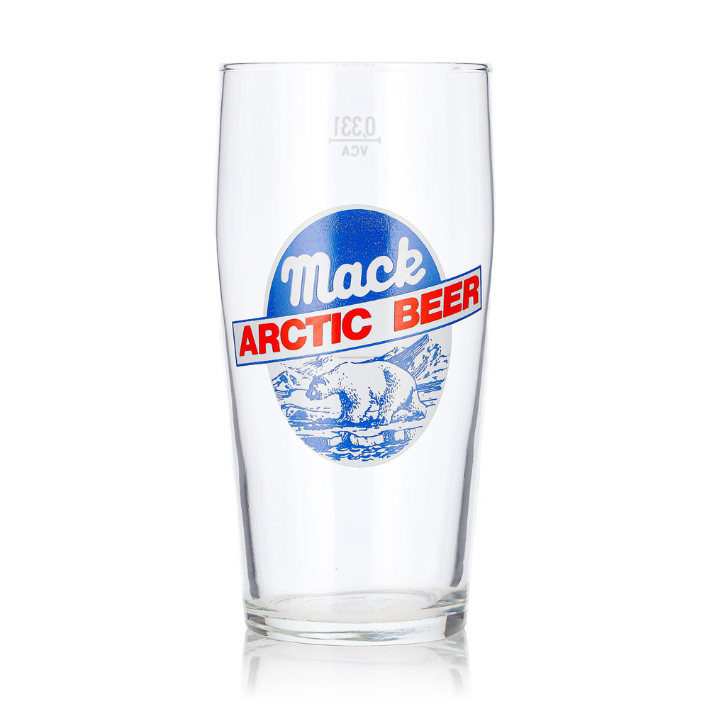 Szklanka do piwa Mack 0,33 l, kubek Willi z czerwonym logo Arctic Beer, szklanka do piwa VSA, kufel do piwa