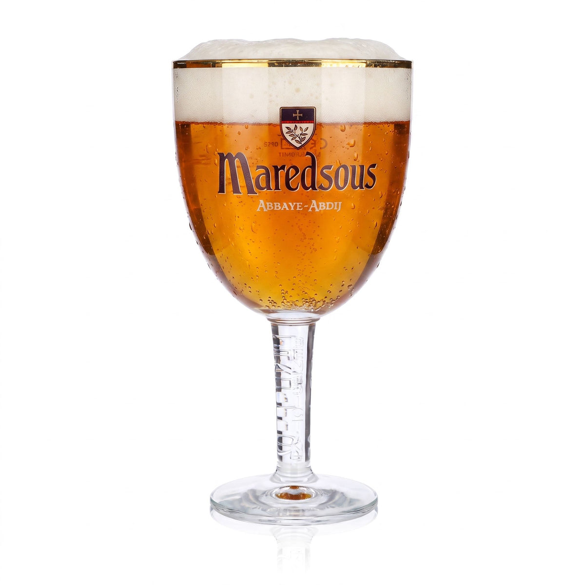 Szklanka do piwa Maredsous 0,5 l, w kształcie kielicha, ze złotym brzegiem, Ritzenhoff