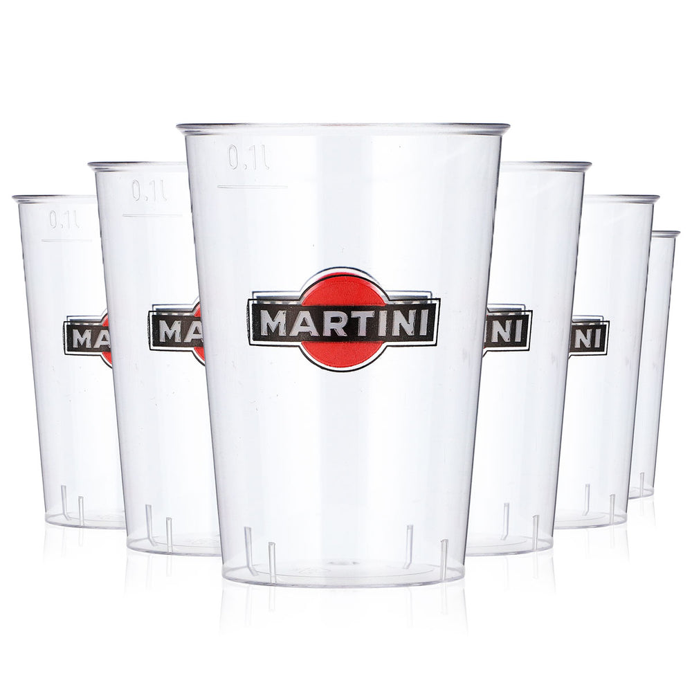 Szklanka do likieru Martini, opakowanie 40 sztuk, pojemność 0,1 l, z czerwonym logo, jednorazowy kubek plastikowy Kölsch