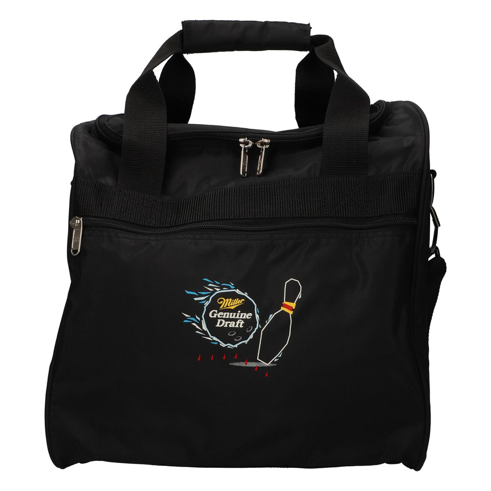 Torba na piwo Miller typu bowling bag na 1 kulę z przegrodą na kulę, pasek na ramię, kolor czarny