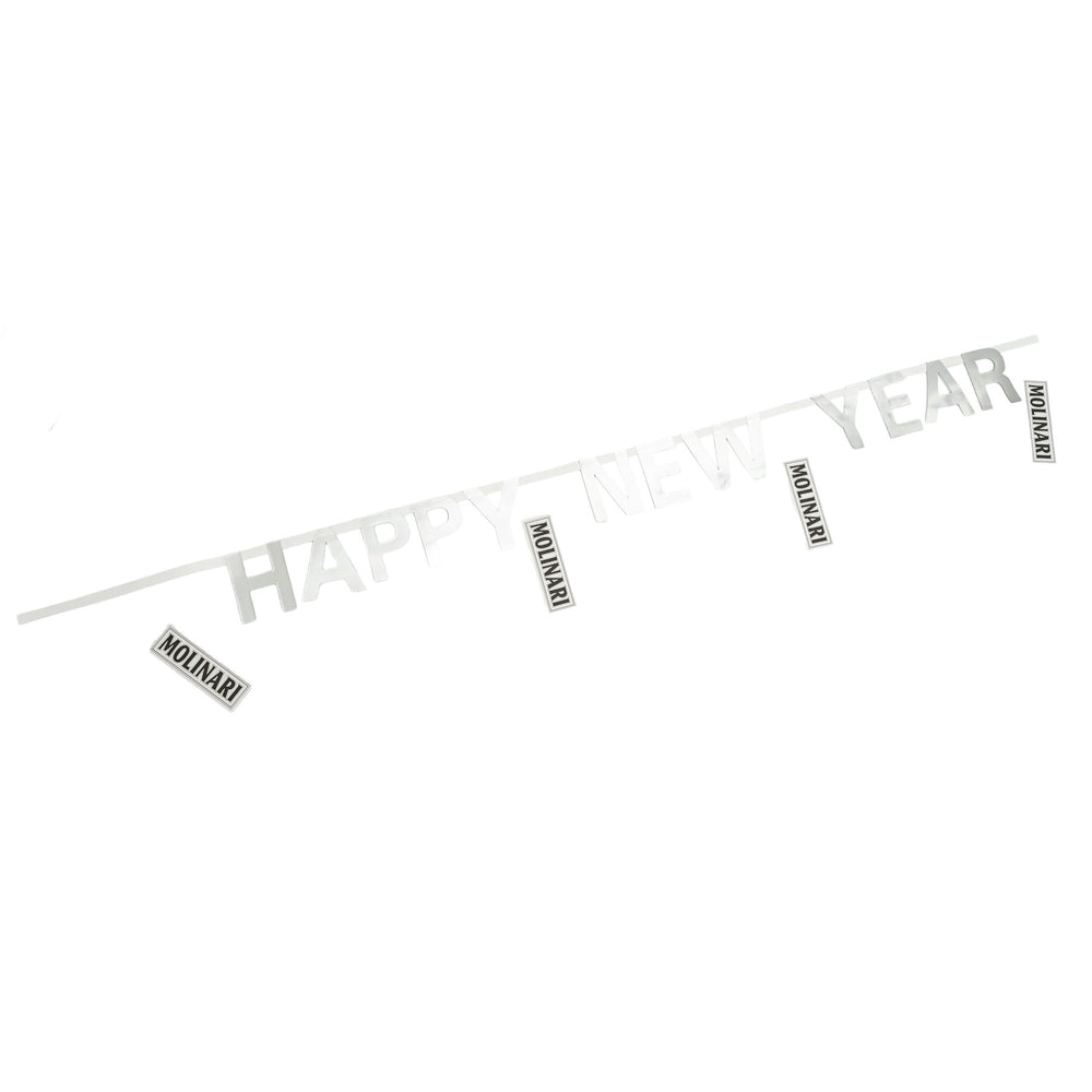 Molinari Sambuca Girlanda z proporczykami Dekoracje imprezowe „Happy New Year” Srebrna