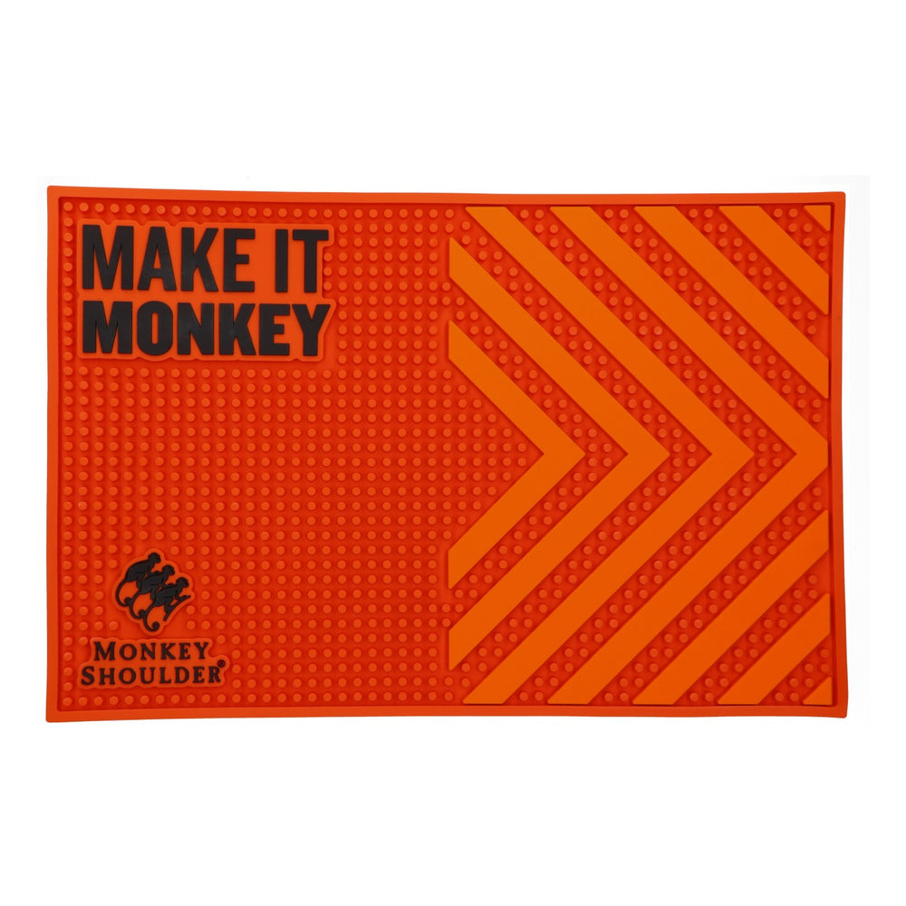 Mata barowa Monkey Shoulder do whisky, 45 x 30 cm, nowa, gumowa, pomarańczowa, mata ociekowa, bieżnik