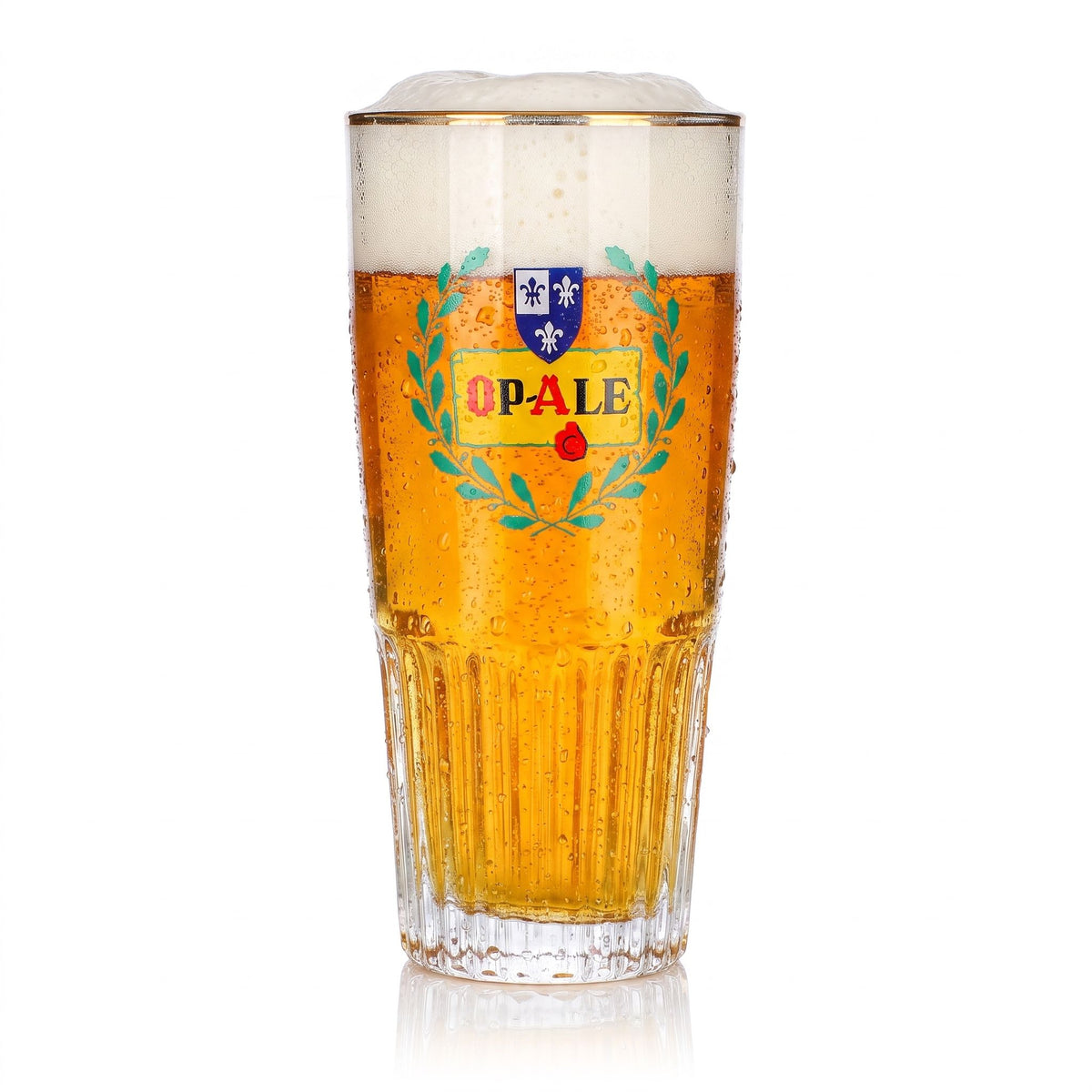 Szklanka do piwa Op-Ale 0,33 l z złotym brzegiem i reliefem