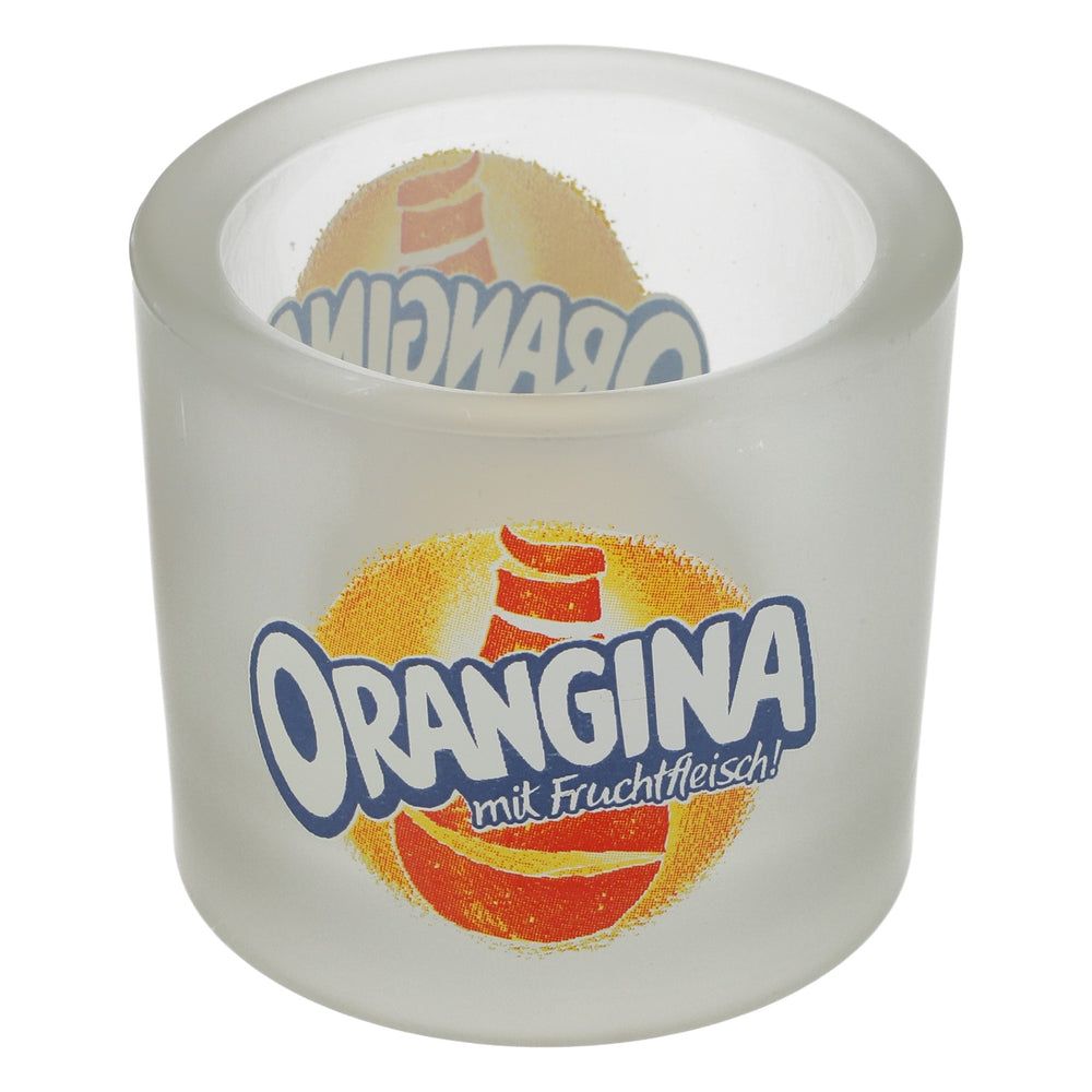 Orangina Napój bezalkoholowy Szklany świecznik na podgrzewacze, satynowany