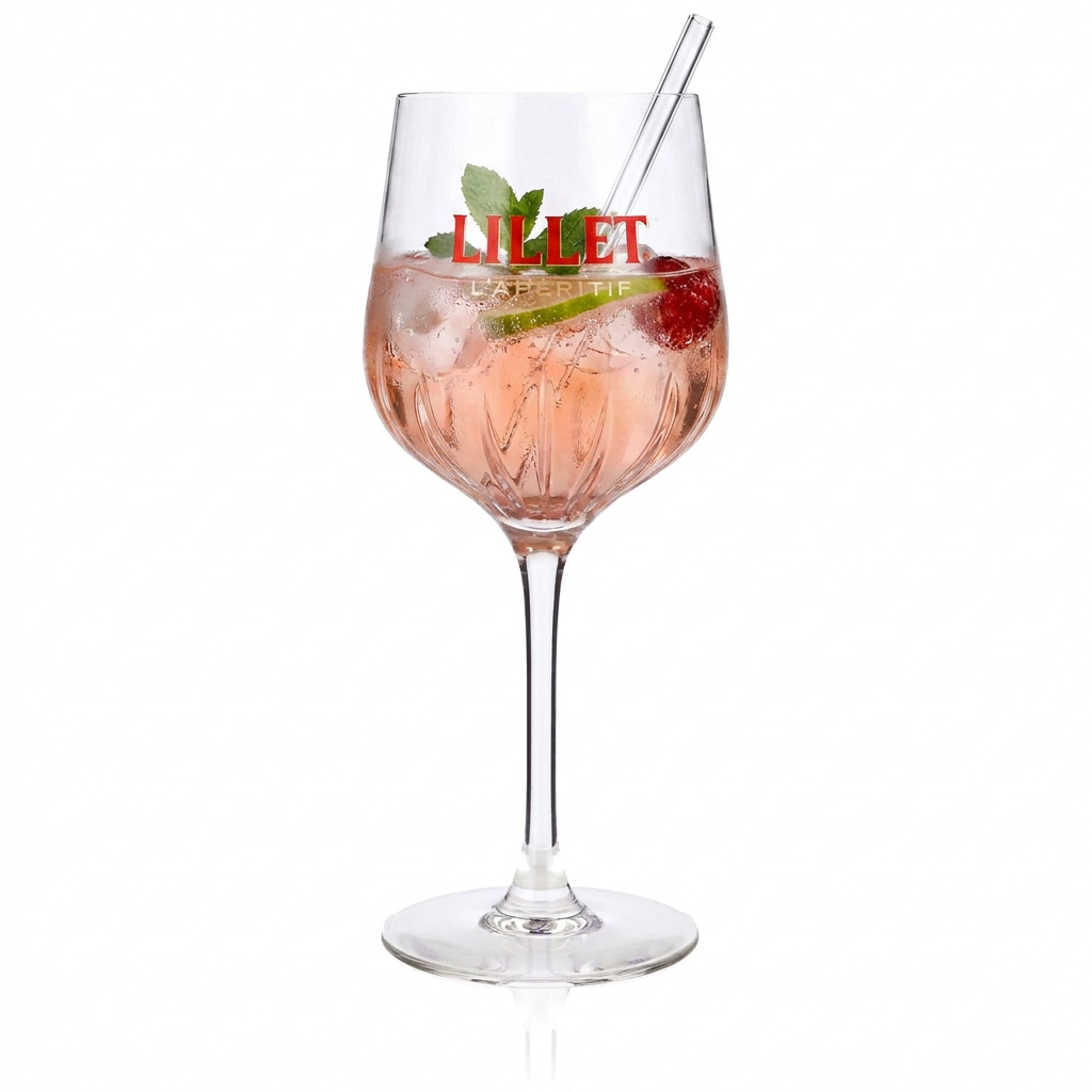 Oryginalny kieliszek Lillet Signature 0,45 l Kieliszek do aperitifu z podziałką i eleganckim reliefowym wzorem