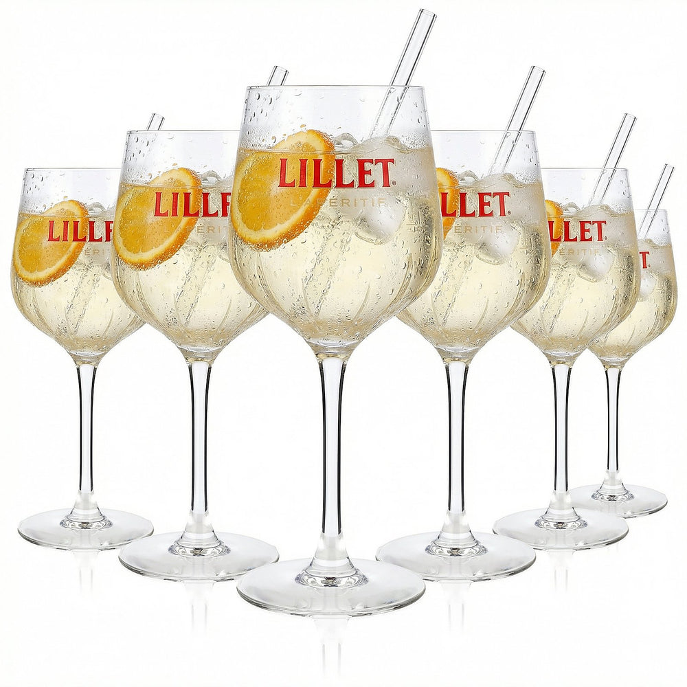 Oryginalny zestaw 6 kieliszków Lillet Signature 0,45 l Kieliszek do aperitifu z podziałką