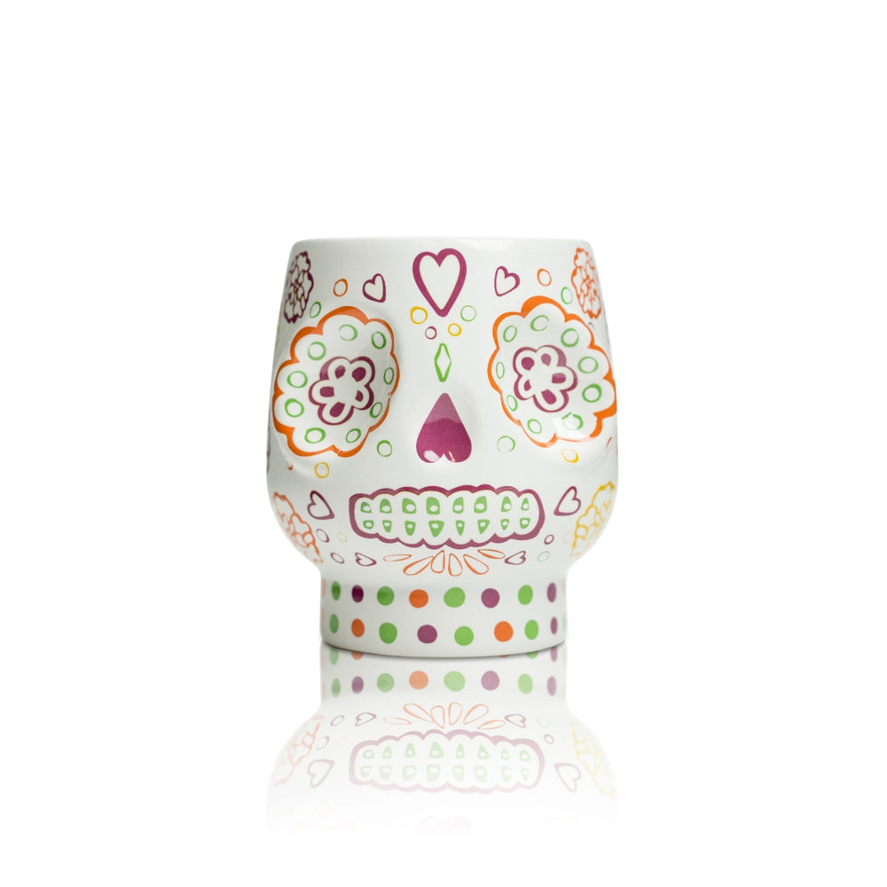 Szklanka do tequili Patron 0,3l kubek z czaszką ceramiczny Dia de los Muertos zielony pasek