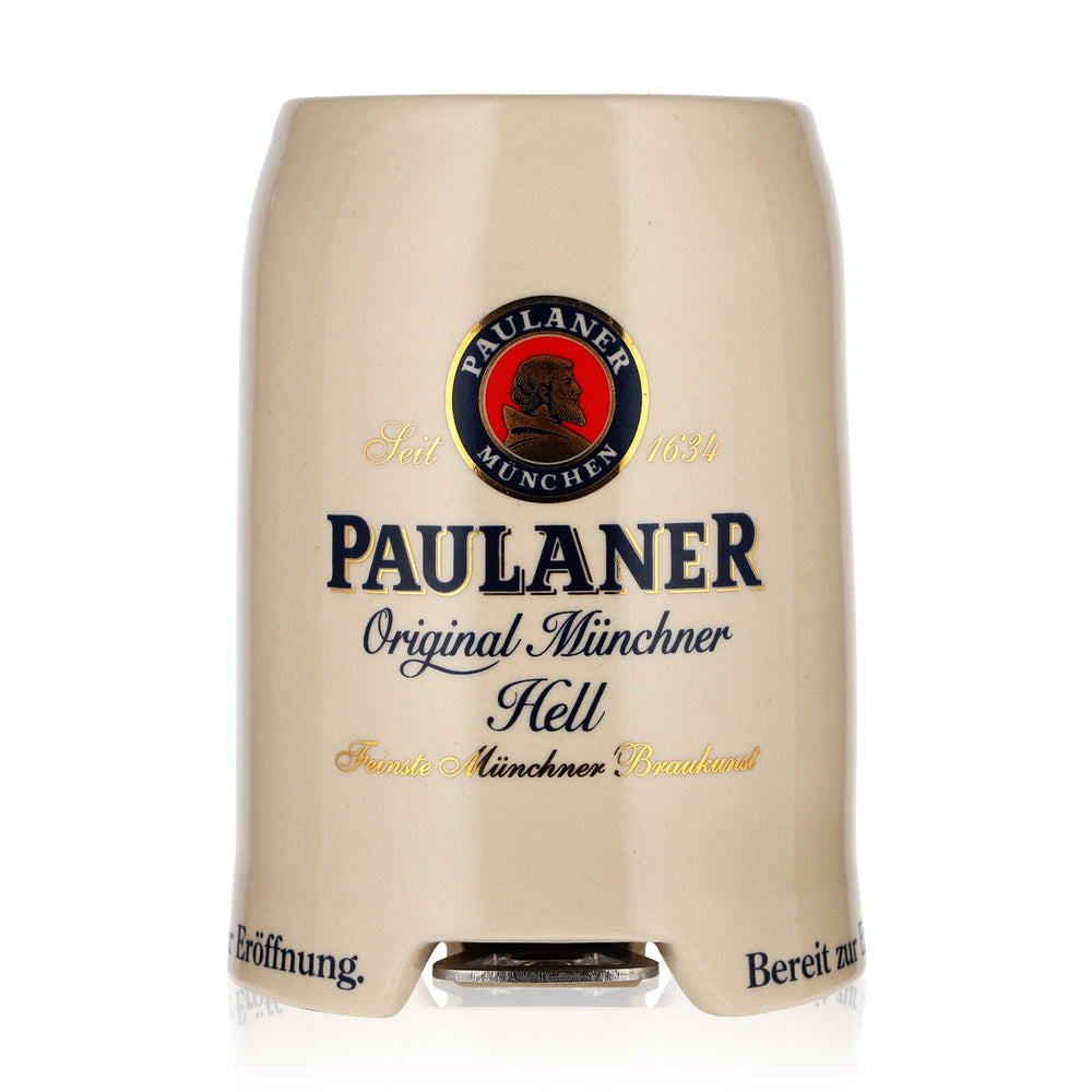 Szklanka do piwa Paulaner 0,5 l – gliniany kufel z otwieraczem do butelek „Gotowy do otwarcia” – gliniany