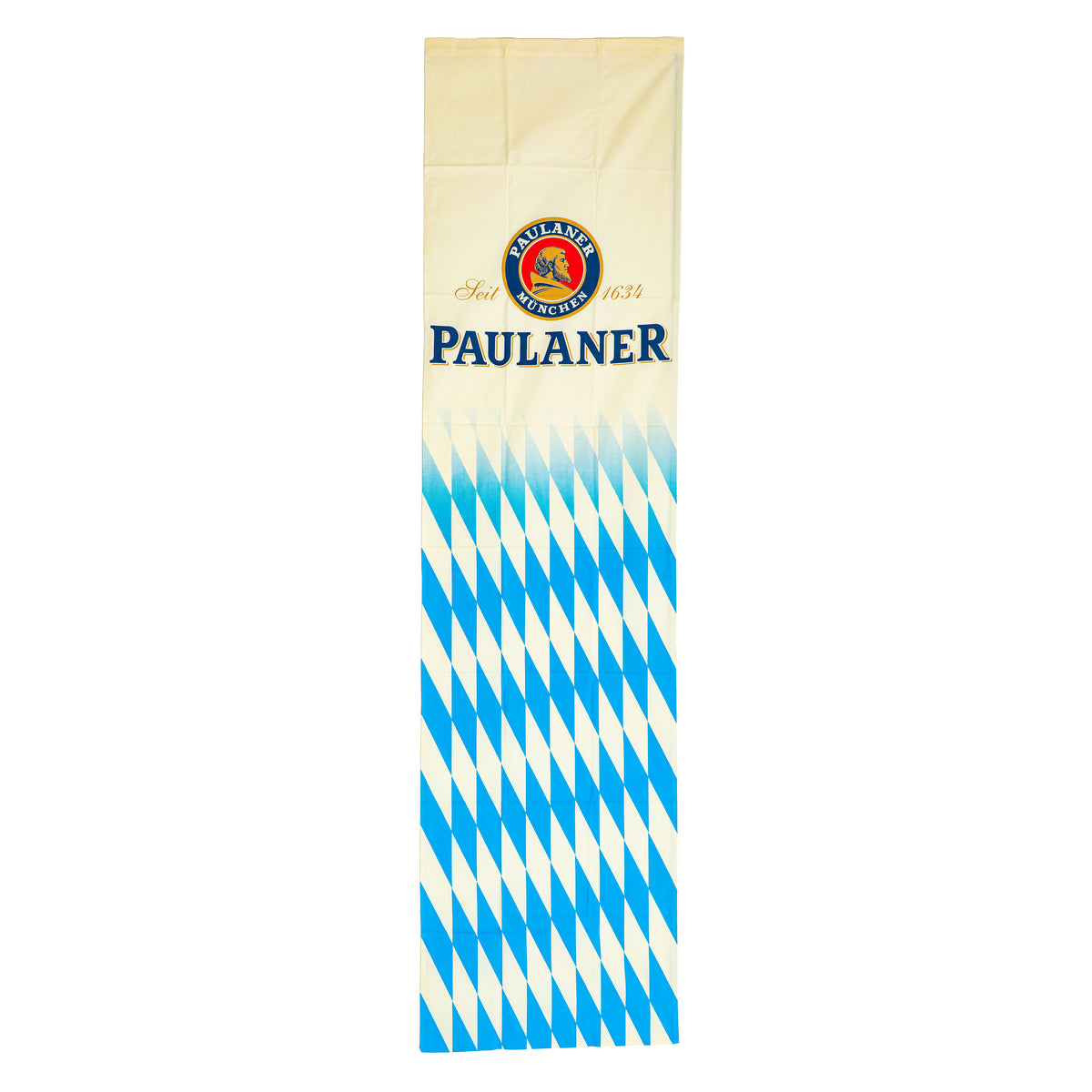 Sztandar z motywem szklanki piwa Paulaner, 300 x 80 cm, poliestrowy
