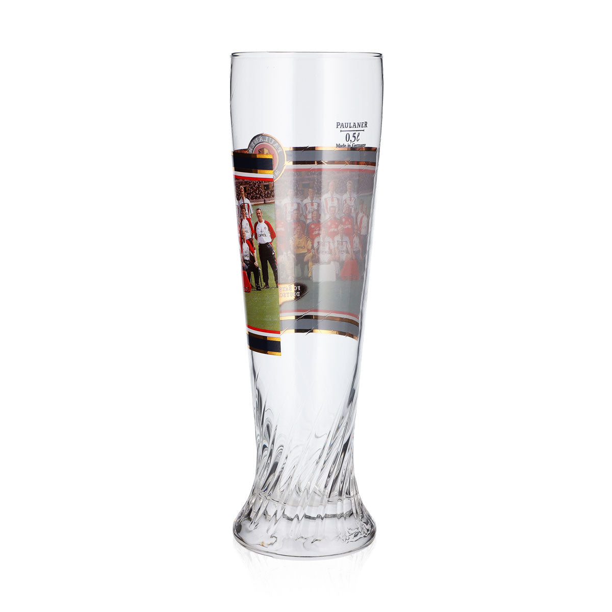 Szklanka do piwa Paulaner, puchar 0,5 l, FC Bayern Monachium – mistrz Niemiec 2000, relief – Widok 3