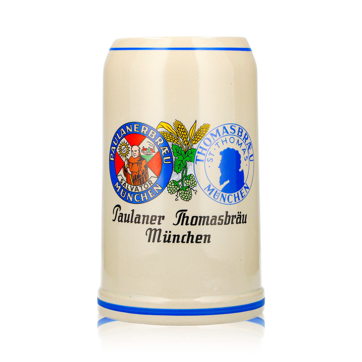 Szklany kufel do piwa Paulaner, dzbanek 1 l, kufel Thomasbräu Monachium, Rastal, ceramika – Widok 2