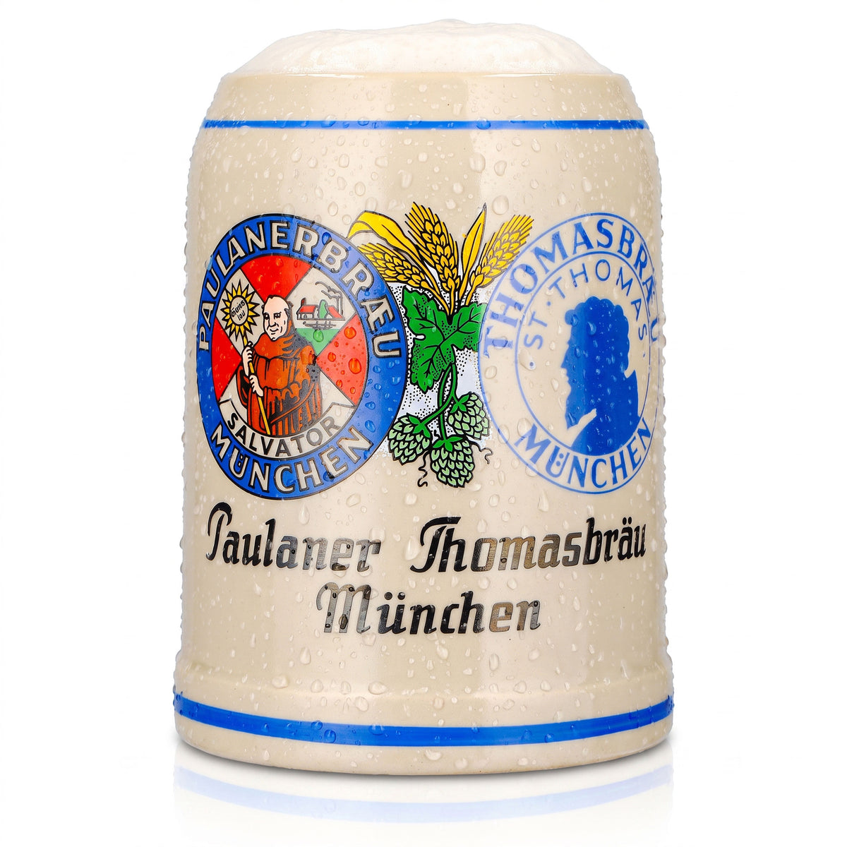 Szklanka do piwa Paulaner, gliniany kufel, kufel kolekcjonerski 0,5 l, Thomasbräu Monachium, glina Rastal