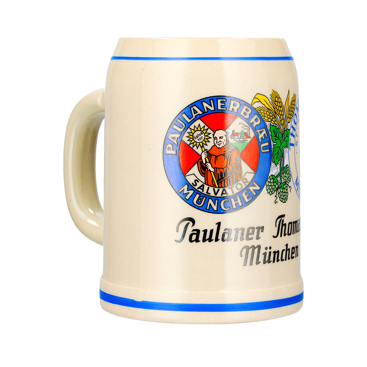 Szklanka do piwa Paulaner, gliniany kufel, kufel kolekcjonerski 0,5 l, Thomasbräu Monachium, glina Rastal – Widok 3
