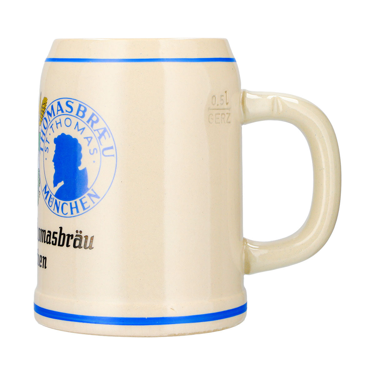 Szklanka do piwa Paulaner, gliniany kufel, kufel kolekcjonerski 0,5 l, Thomasbräu Monachium, glina Rastal – Widok 6