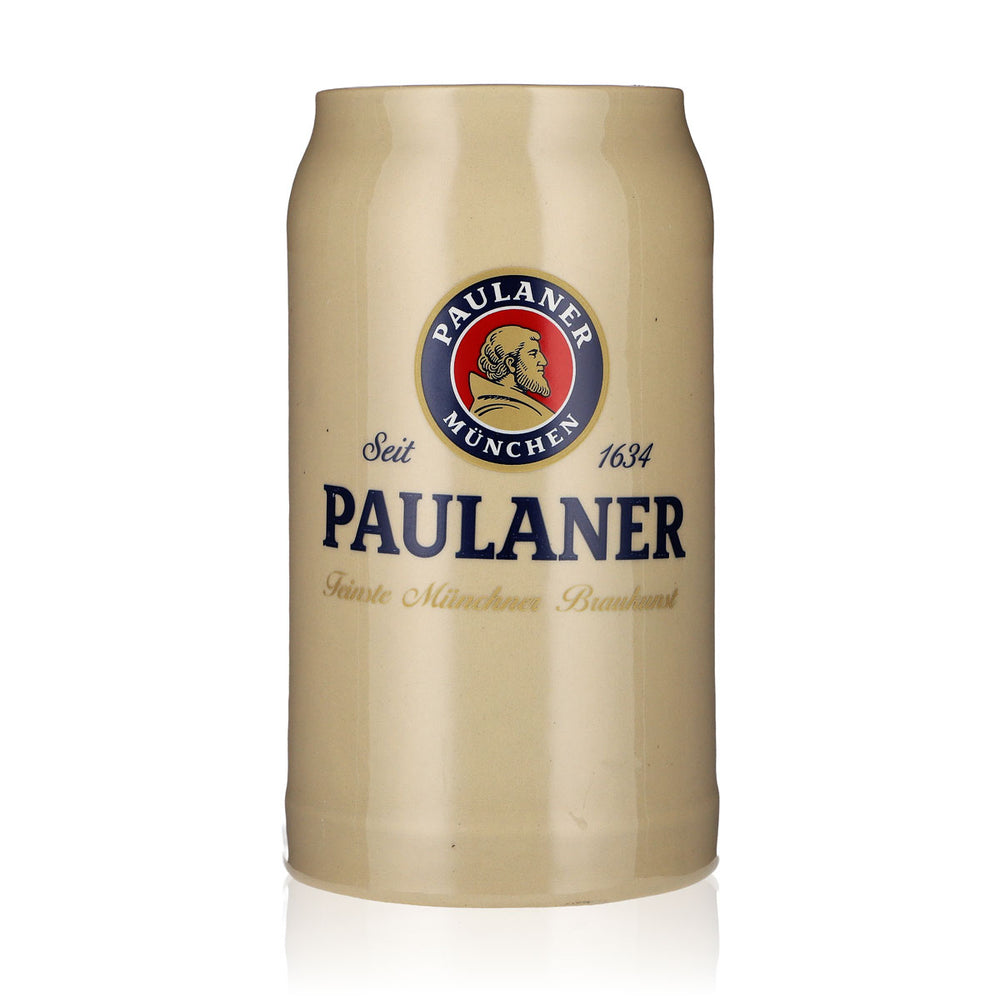 Szklany kufel Paulaner z gliny, kufel do piwa pszenicznego, kufel z kamionki, 1,0 l, kufel do piwa, szklanka do piwa