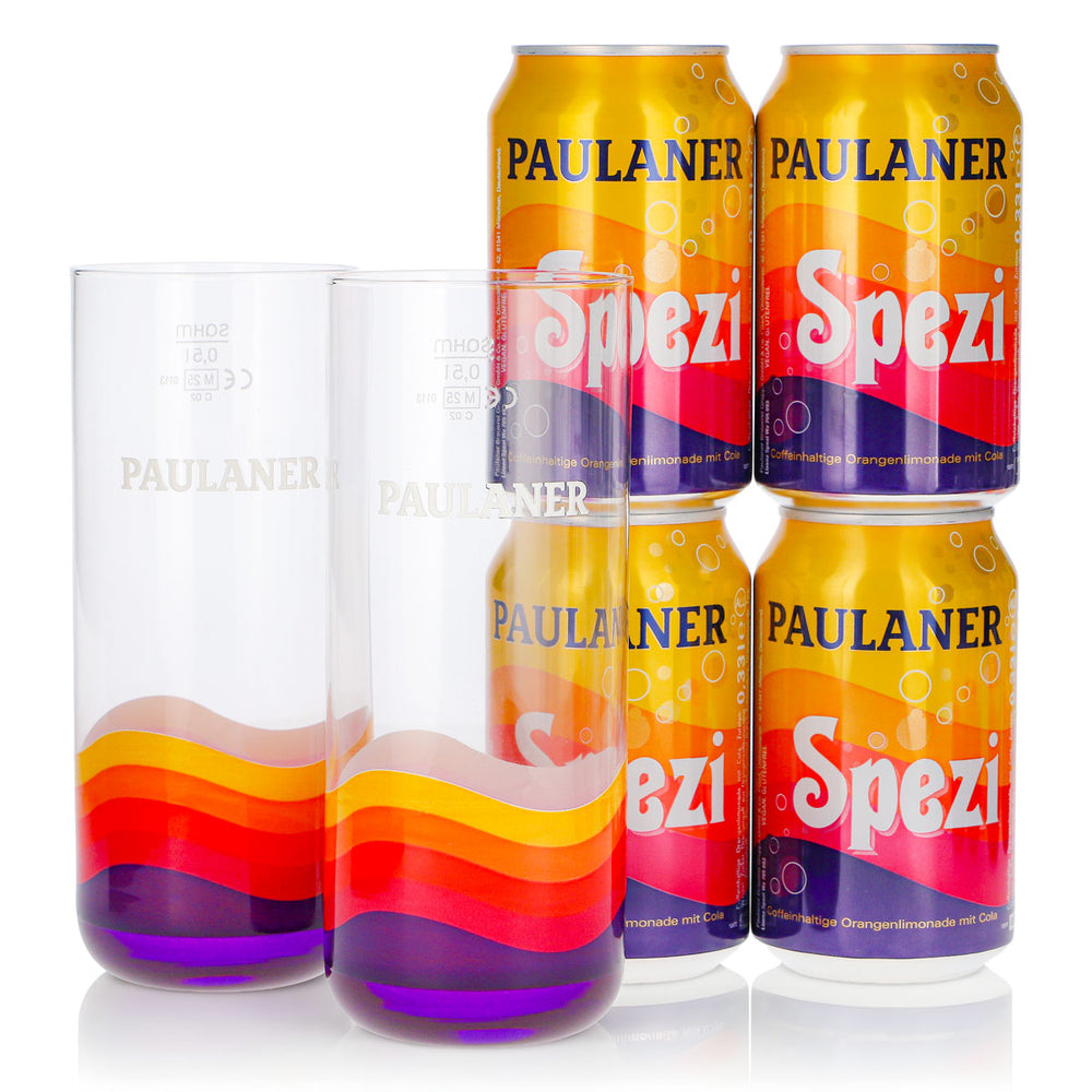 Zestaw upominkowy Paulaner Spezi, 6 szt., 2 szklanki 0,5 l + 4 puszki 0,33 l