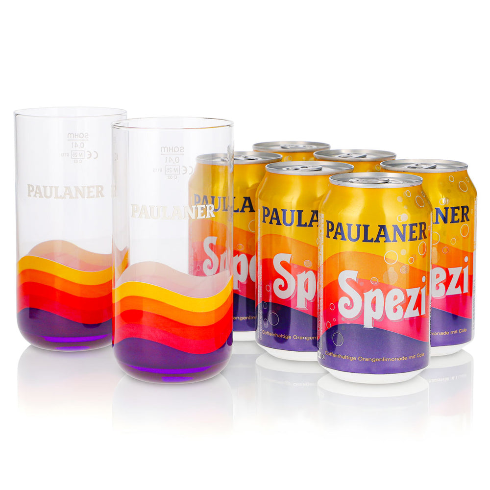 Zestaw upominkowy Paulaner Spezi, 8 szt., 2 szklanki 0,4 l + 6 puszek 0,33 l
